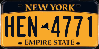 NY license plate HEN4771