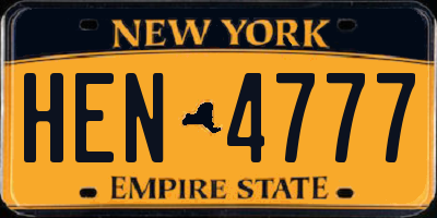 NY license plate HEN4777