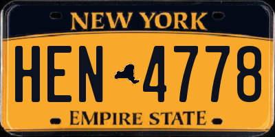 NY license plate HEN4778