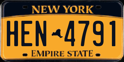 NY license plate HEN4791