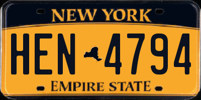 NY license plate HEN4794