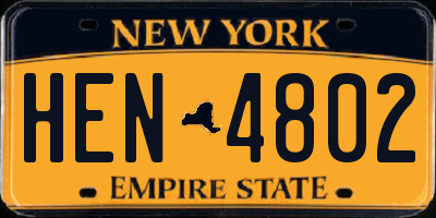 NY license plate HEN4802