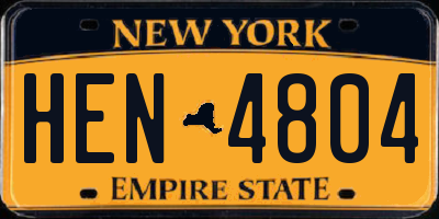 NY license plate HEN4804