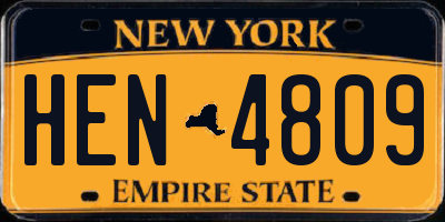 NY license plate HEN4809
