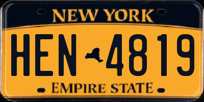 NY license plate HEN4819