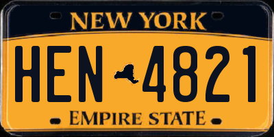 NY license plate HEN4821