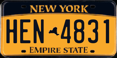 NY license plate HEN4831