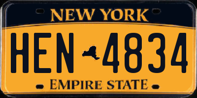 NY license plate HEN4834