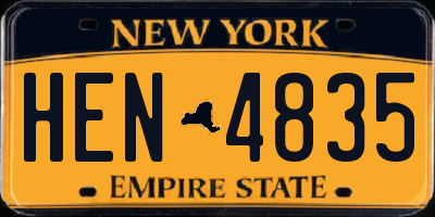 NY license plate HEN4835