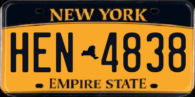 NY license plate HEN4838