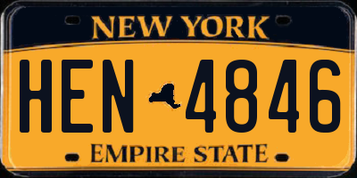 NY license plate HEN4846