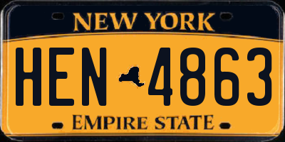 NY license plate HEN4863