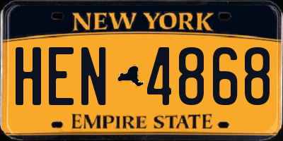NY license plate HEN4868