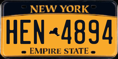 NY license plate HEN4894