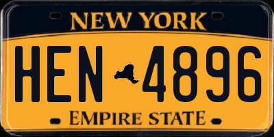 NY license plate HEN4896
