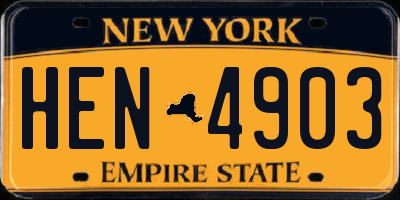 NY license plate HEN4903