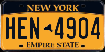 NY license plate HEN4904