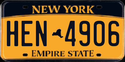 NY license plate HEN4906