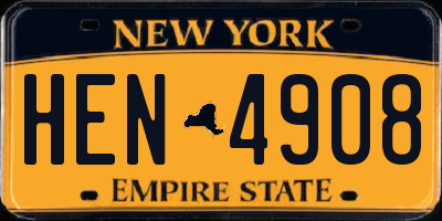 NY license plate HEN4908
