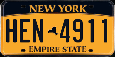 NY license plate HEN4911