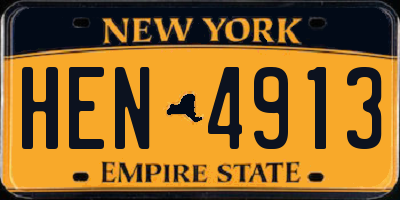NY license plate HEN4913
