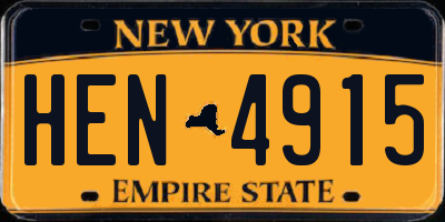 NY license plate HEN4915
