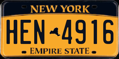 NY license plate HEN4916