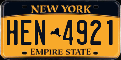 NY license plate HEN4921