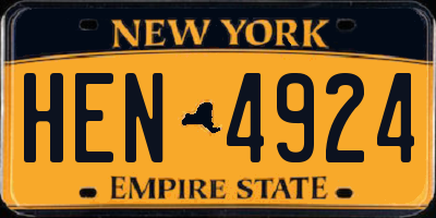 NY license plate HEN4924