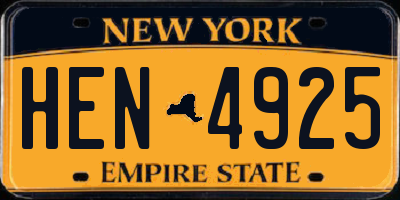 NY license plate HEN4925