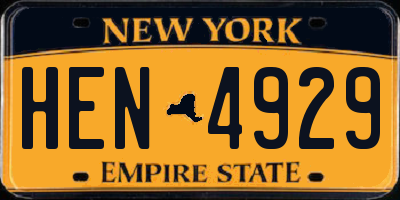 NY license plate HEN4929