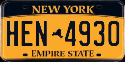 NY license plate HEN4930