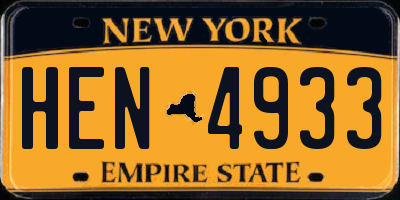 NY license plate HEN4933