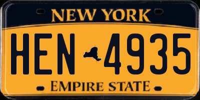 NY license plate HEN4935