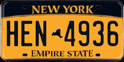 NY license plate HEN4936