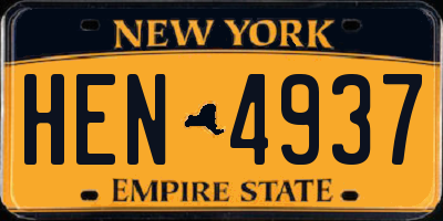 NY license plate HEN4937