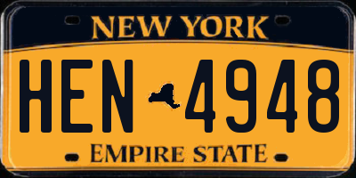 NY license plate HEN4948