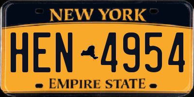 NY license plate HEN4954