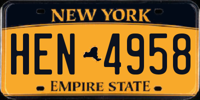 NY license plate HEN4958