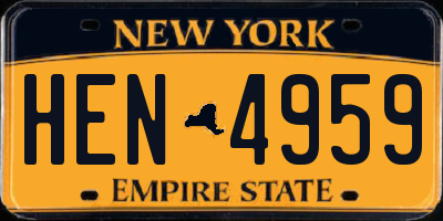 NY license plate HEN4959