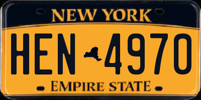 NY license plate HEN4970