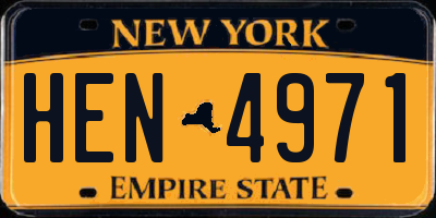 NY license plate HEN4971