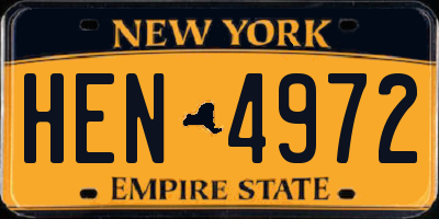 NY license plate HEN4972