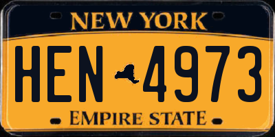 NY license plate HEN4973