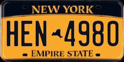 NY license plate HEN4980