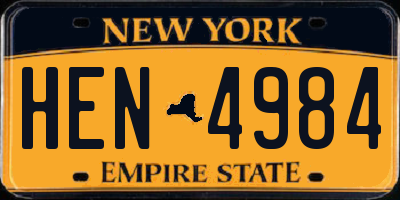 NY license plate HEN4984