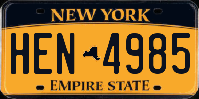 NY license plate HEN4985