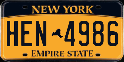 NY license plate HEN4986