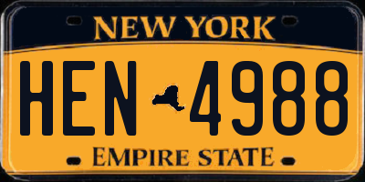 NY license plate HEN4988