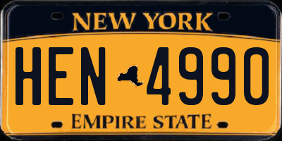 NY license plate HEN4990